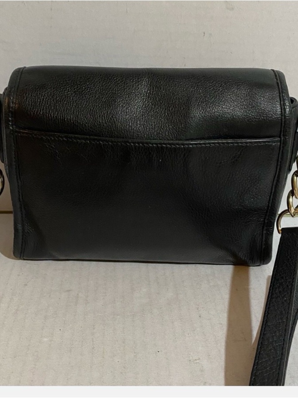 Michael Kors Black Leather Crossbody with Gold MK Emblem - Picture 2 of 4